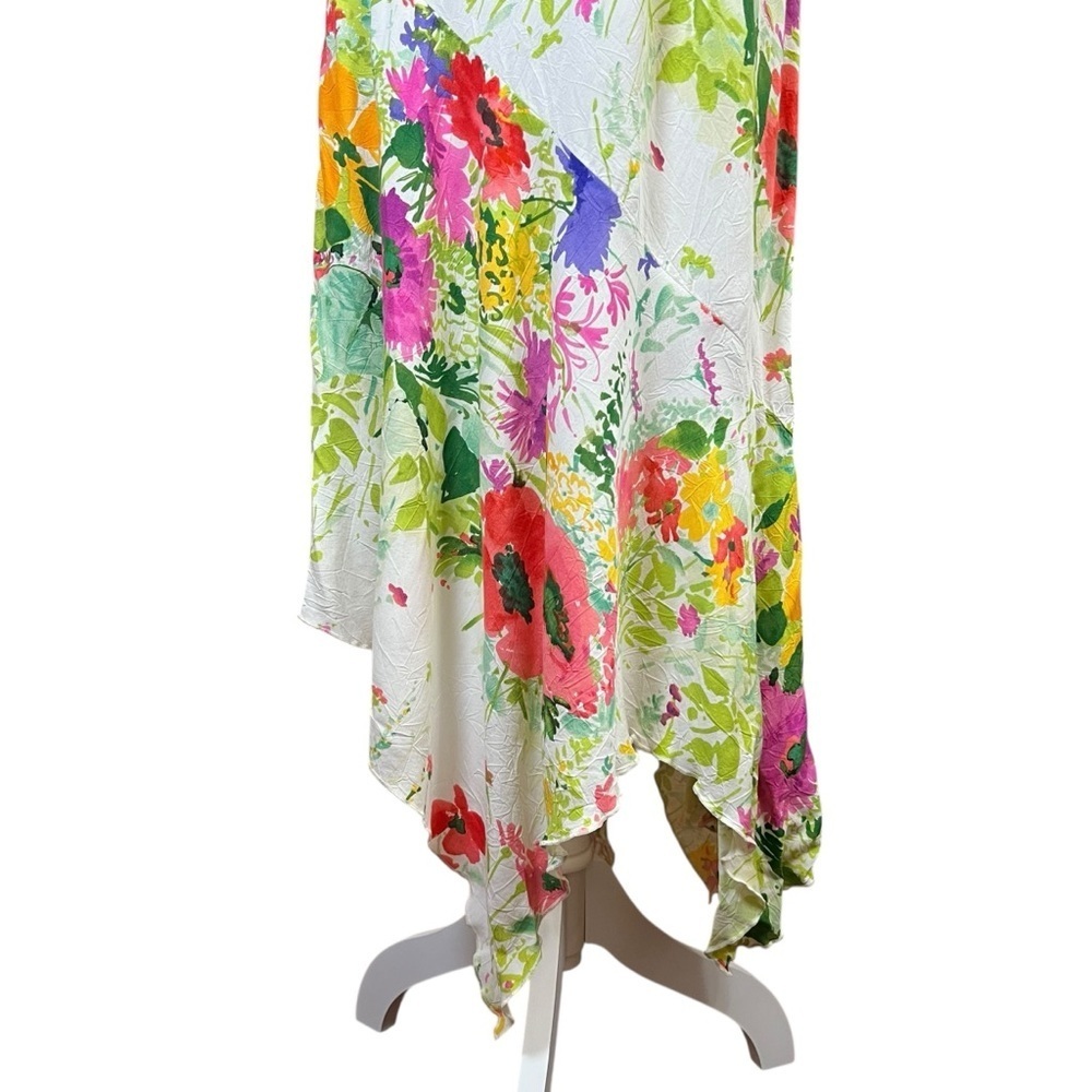 JAMS WORLD Cottage Bouquet Floral Asymmetrical Resort Midi Dress Sz XS Hawaii - Picture 3 of 14